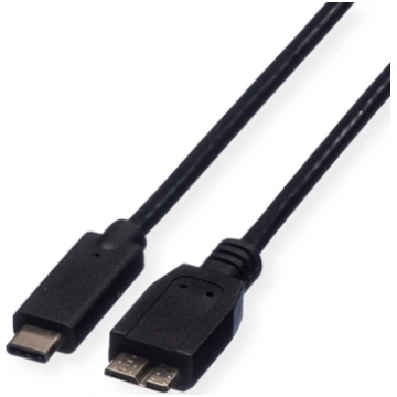 Roline USB 3.2 Gen 1 Cable, C-Micro B, M/M, black,