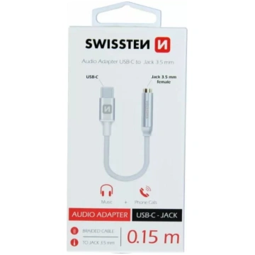 Audio adapteris kabelis SWISSTEN USB-C uz 3,5 mm, 