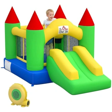 HOMCOM Bouncy Castle ar pūtēju, piepūšamā bērnu pi