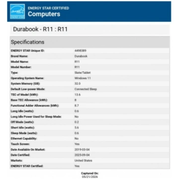 Durabook | Rugged Tablet | R11 | 11.6 " | Black |