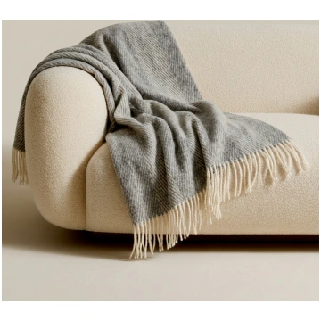 Jaunzēlandes aitu vilnas sega STRIPED LIGHT GREY