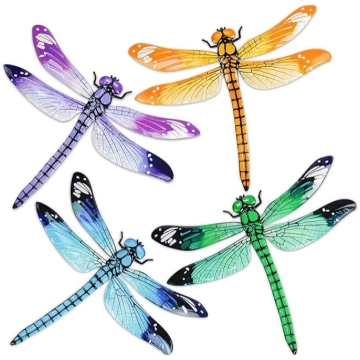 4 gabali Liels metāla Dragonfly sienas dekori 11,7