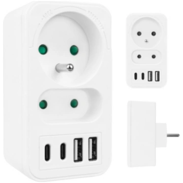 Current socket x2 + 4xUSB Maclean, splitter with 2