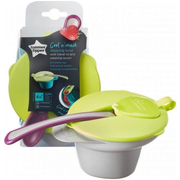 TOMMEE TIPPEE bļodiņa ar karoti un vāku 1gab. 4m+ 