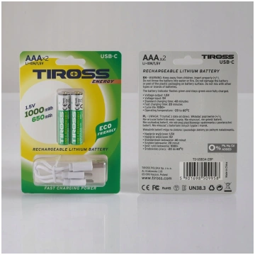 TIROSS RECHARGEABLE BATTERY R03 AAA 2pcs | TSUSB3A