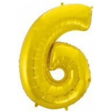 Folijas balons Beauty & Charm cipars 6, zeltains, 