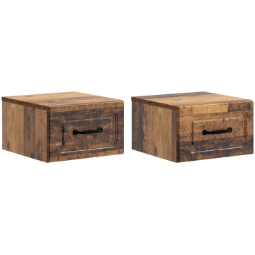 Sienā stiprināms nakts skapis 2 pcs vecs koks 34,5