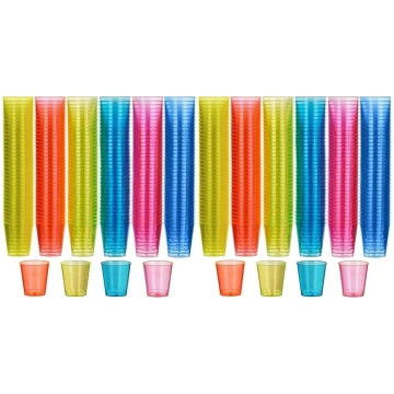MATANA 300 krāsainas plastmasas šota glāzes, šota 
