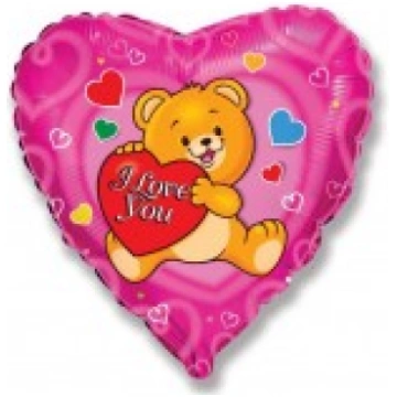 Folijas balons Mīlu - I Love You, Teddy, 46cm, sir