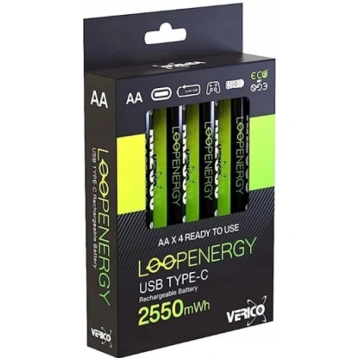Verico LoopEnergy Li-Ion akumulator AA2550, USB-C,