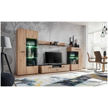 Sekcija SOLIDO DĄB ARTISAN/CZARNY MAT FURNIVAL MEB