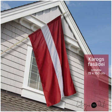 LV karogs fasādei 75x150cm Latvijas pērles