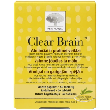 NEW NORDIC Clear Brain tabletes atmiņai N60