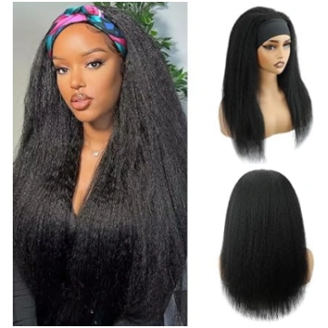 Kinky Straight Headband Wigs, 22 collu cilvēka mat