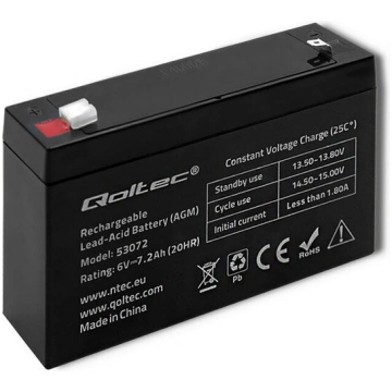 Qoltec 53072 AGM battery | 6V | 7.2 Ah