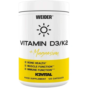 Weider Vitamīns D3/K2 + Magnijs - 120 kapsulas