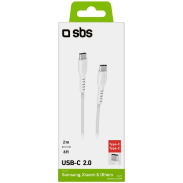 Type-C to Type-C Cable 2.0 2m By SBS White TECABLE