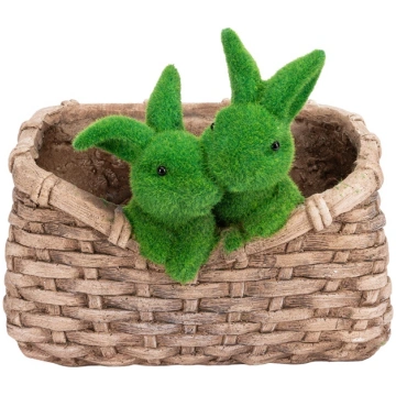 DECORATIO RABBITS IN BASKET 31.5X25.5X28 QN24ZR06 