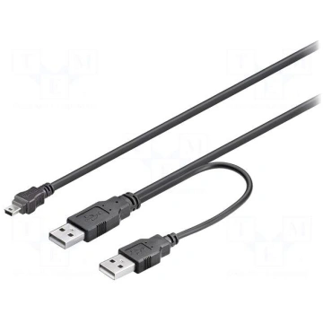 Cable | USB 2.0 | USB A plug x2,USB B mini plug | 