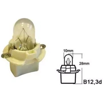 Spuldze ar plastmasas cokolu 12V 2W B12,3D, balts