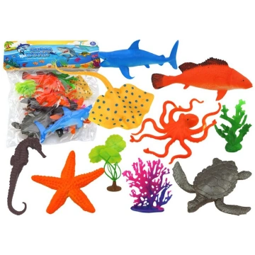 Set of Sea Animal Figurines 7 Pieces Aquatic Plant