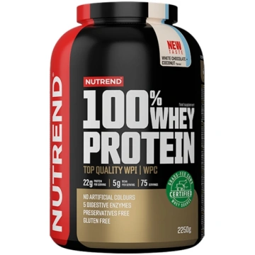 100% Whey protein 2250 g Nutrend Baltās šokolādes 