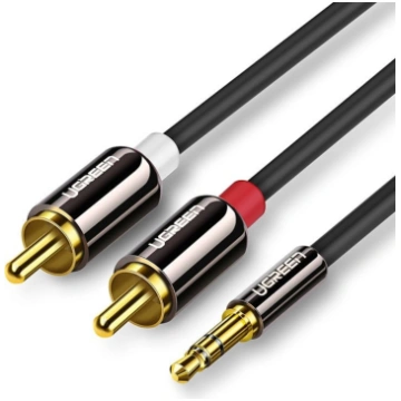 Audio kabelis 3,5 mm mini jack - 2RCA 3 m melns UG
