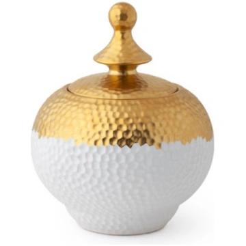 VASO IN GRES BIANCO E ORO COD. 27690 HERVIT