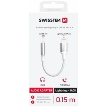 Adapter AV Swissten Textile Lightning to Jack 3.5m