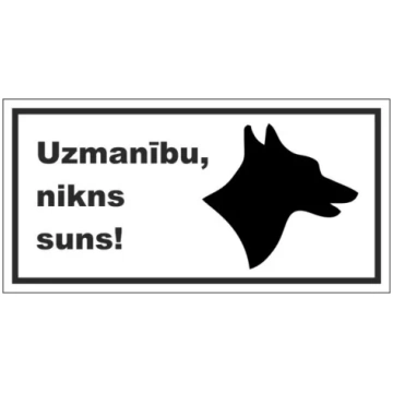 Zīme ""Uzmanību nikns suns"" 10x20cm plastmasas