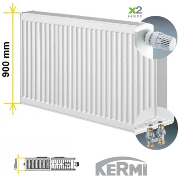 Tērauda apkures radiators KERMI KV22-900*400, apak