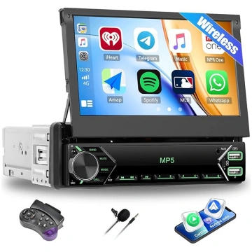 SIXTOP Single Din Auto Stereo ar bezvadu CarPlay A