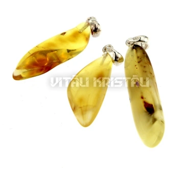 Dzintars kulons 3-4 cm sudrabs