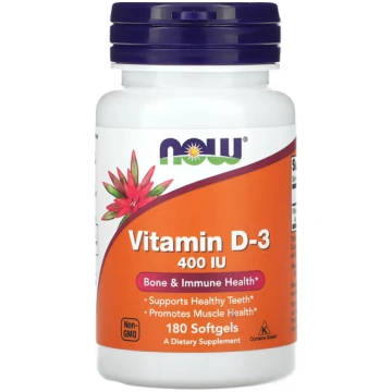 NOW Foods, Vitamin D-3, 400 IU, 180 Softgels
