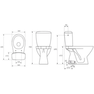 Cersanit WC kompaktpods Kaskada 207 3/6 ar PP vāku
