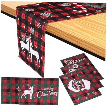 COLLBATH 7-Piece Table Runner and Place Mat Set fo