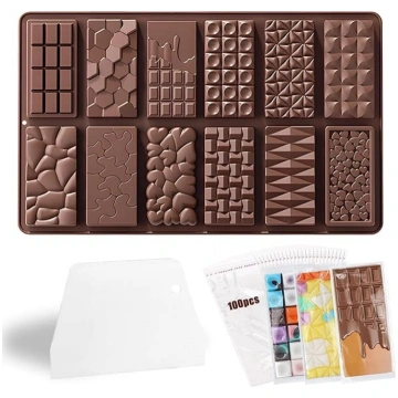 Silikona šokolādes forma, 12 batoniņi Šokolādes ba
