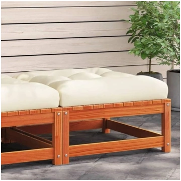 Homgoday Garden Footrest with Brown Cushion Waxed 