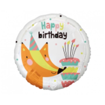 Folijas balons Lapsa ar dzimšanas dienas kūku (Dau