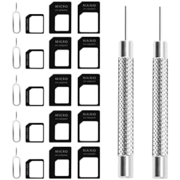 ZELHYEUU 4 in 1 Nano SIM Card Adapter, 5 Set Nano 