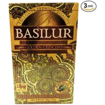 3 x Basilur melnā Ceilonas tēja „Golden Crescent“ 