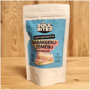 Liofilizēts rabarberu - zemeņu saldējums