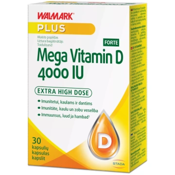 WALMARK Mega D Forte 4000 IU kapsulas, 30 gab