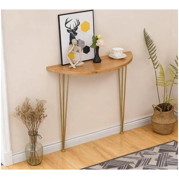 Half Moon Console Table Narrow with Metal Legs, Sm