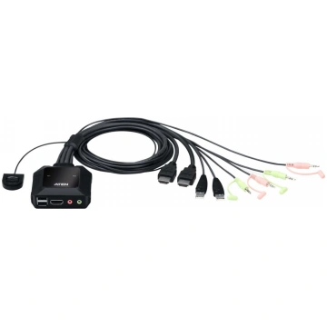 ATEN 2-Port USB 4K HDMI Cable KVM Switch with Remo