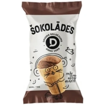 Saldējums Druva, šokolādes, vafeļu glāzītē, 70g