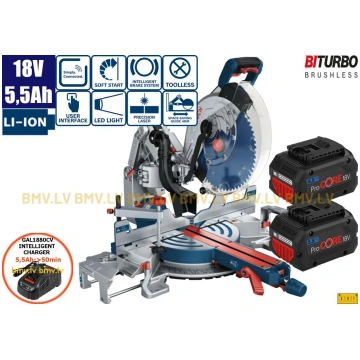 Slīdrāmja leņķzāģis kokam 18V Bosch GCM 18V-305 GD