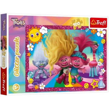 Trefl Puzzle z brokatem Blyszczace Trolle 100 elem