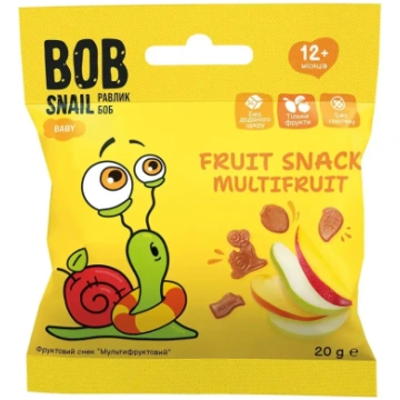 Bob Snail Assorted fruit snack, 20g 450-27784