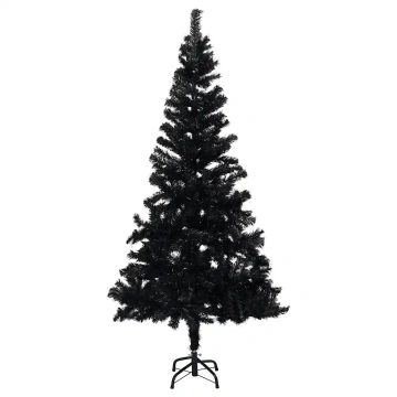 Albero Di Natale Preilluminato Con Palline Nero 15
